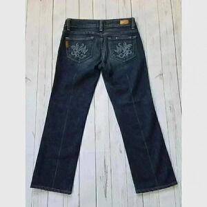 Paige Denim 2010s Laurel Canyon Denim Crop Jeans Midnight Rocker Low Rise 24